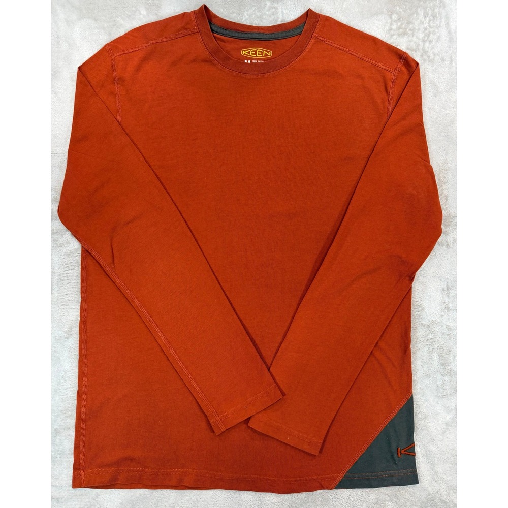 Keen Mens Long Sleeve T-Shirt Cotton Crew Neck Hiking Outdoor  Burnt Orange M